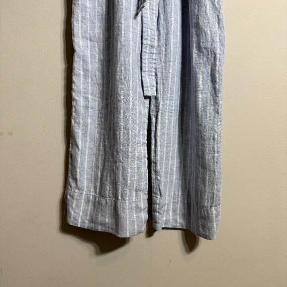 Everlane Linen Striped Button Up Jumpsuit Women's 4 Blue Tie Waist Boho Coastal - Picture 10 of 16